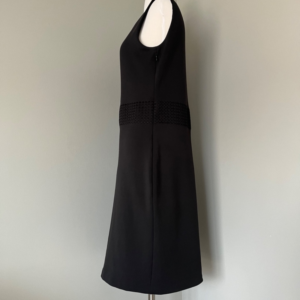 Hugo Boss Black Stretch Embordered Pencil Career Sleeveless Dots Sheath Dress L - Picture 3 of 13